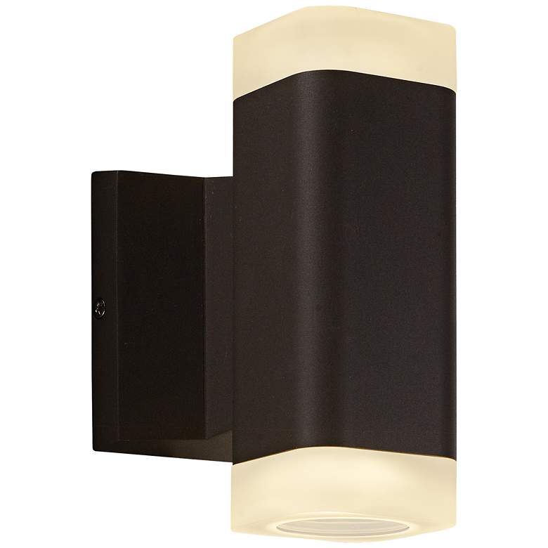 Image 1 Lightray 6 3/4" High Square Bronze 2-LED Outdoor Wall Light