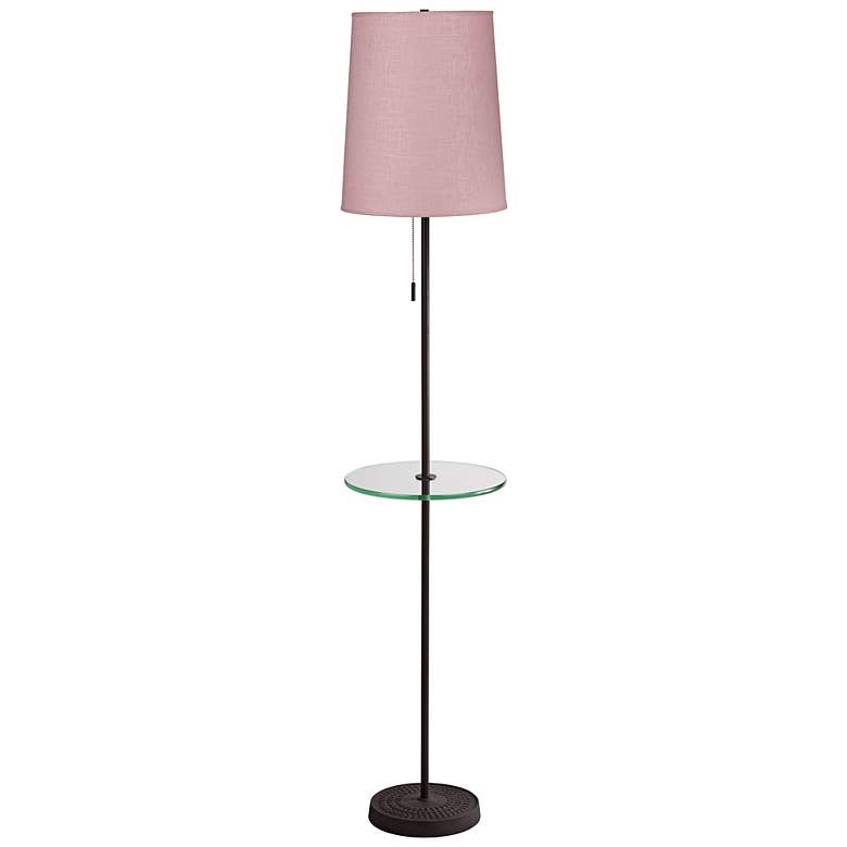 Image 1 Lights Up! 60 inch High Zoe Rose Tweed Floor Lamp with Tray