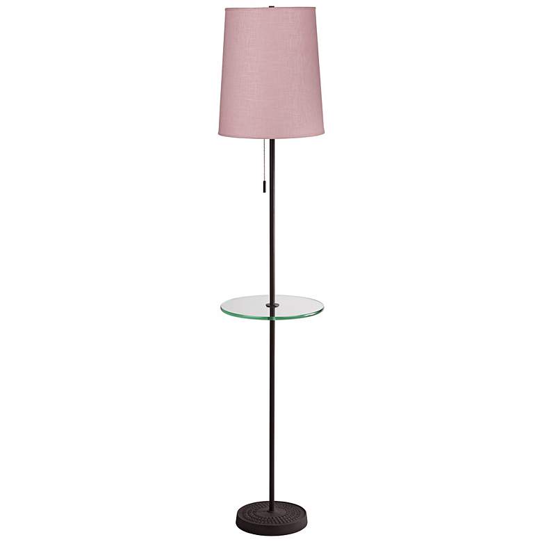 Image 1 Lights Up! 60" High Zoe Rose Tweed Floor Lamp with Tray