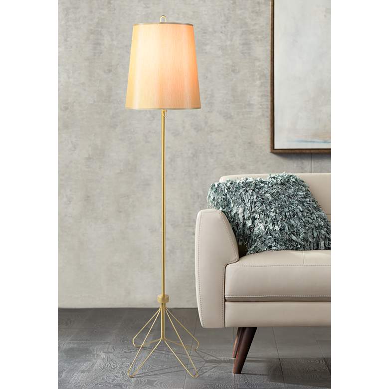 Image 1 Lights Up! Croissant Silk Shade Modern Floor Lamp