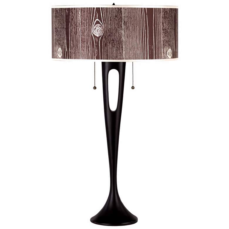 Image 1 Lights Up! Faux Bois Dark Shade SoireeTable Lamp