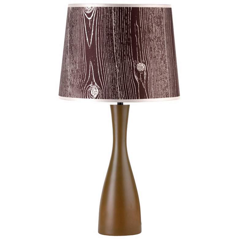 Image 1 Lights Up! Faux Bois Shade Olive Oscar 24" High Table Lamp