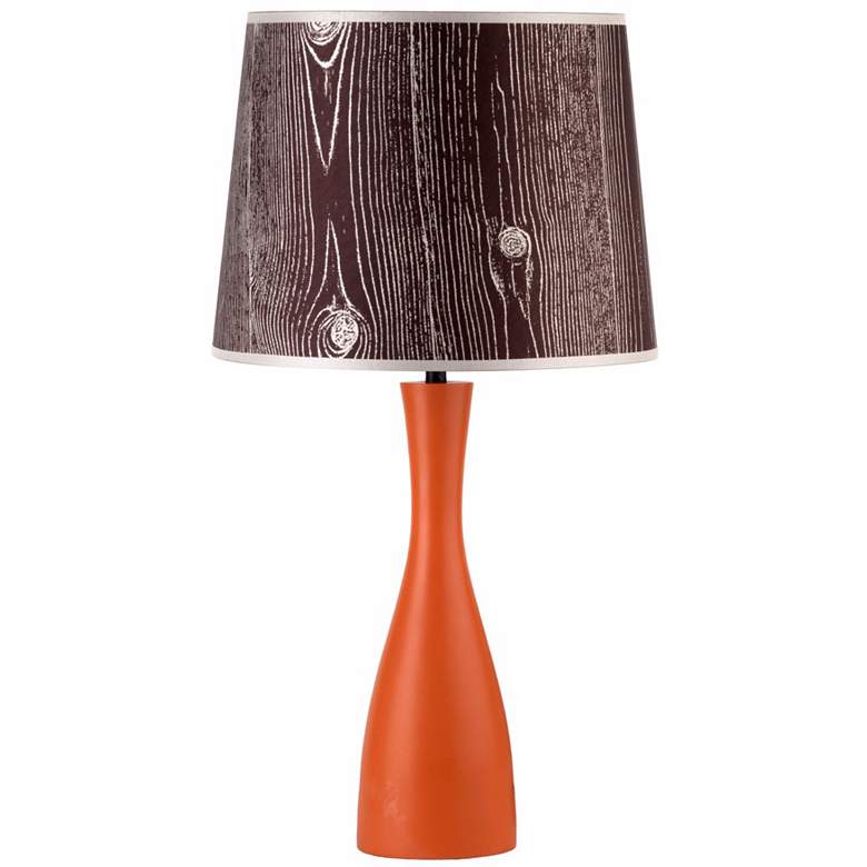 Image 1 Lights Up! Faux Bois Shade Orange Oscar 24 inch High Table Lamp