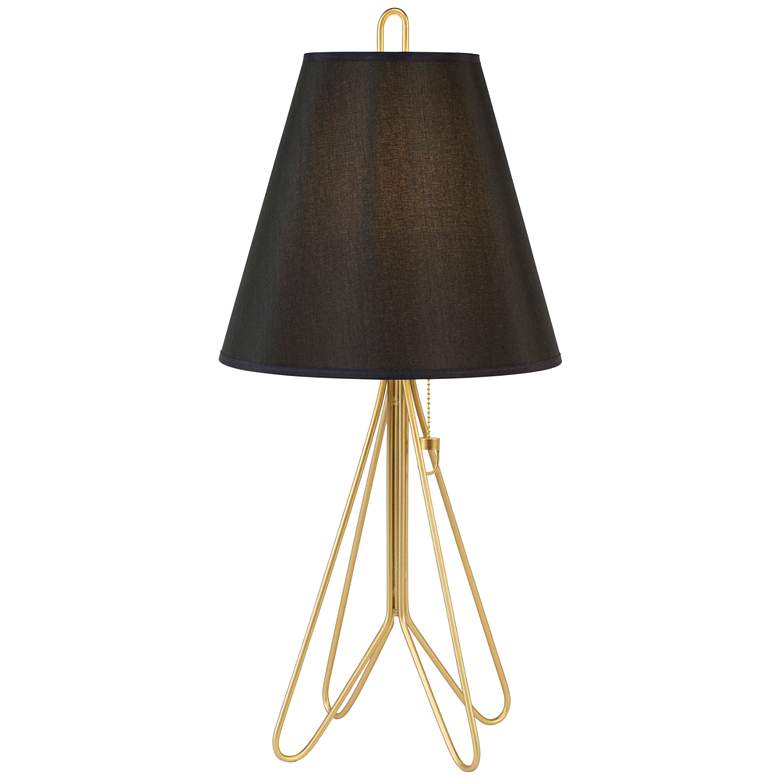 Image 1 Lights Up! Flight Gold Table Lamp with Black Silk Glow Shade