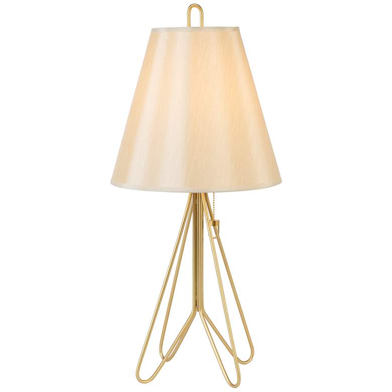 Image 1 Lights Up! Flight Gold Table Lamp with Eggshell Silk Shade