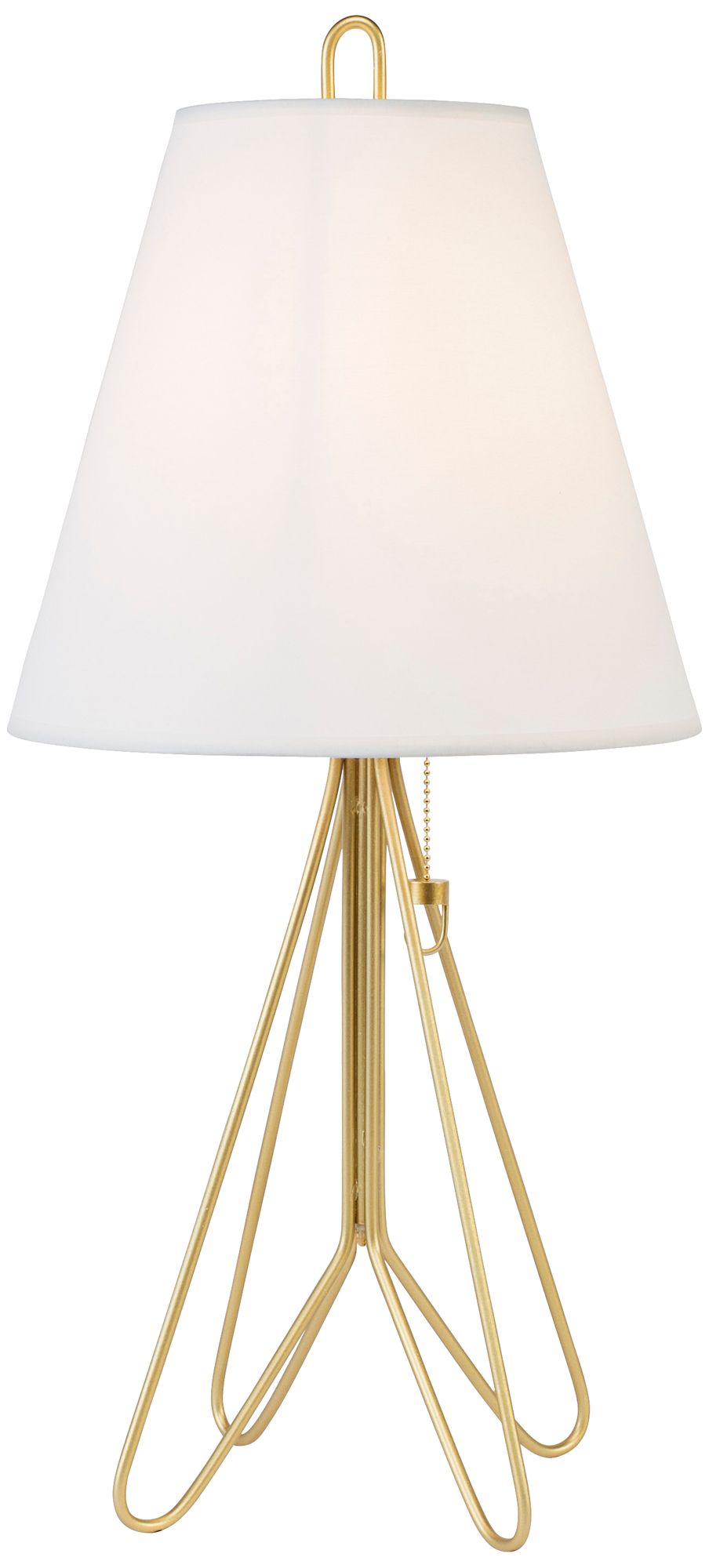 Lights Up! Flight Gold Table Lamp with White Linen Shade