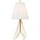 Lights Up! Flight Gold Table Lamp with White Linen Shade