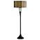 Lights Up! French Mod Bronze and Driftwood Silk Floor Lamp