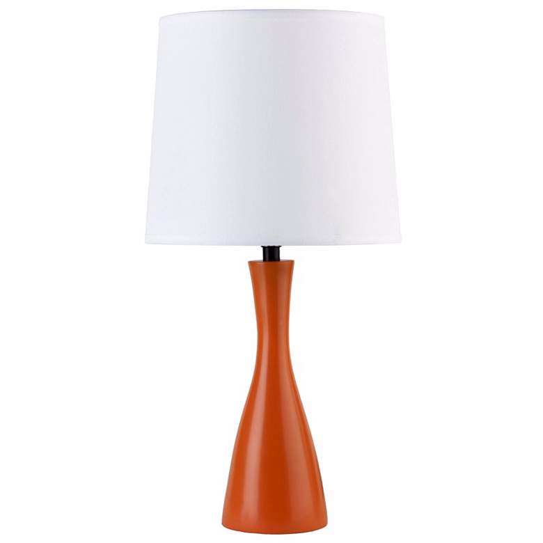 Image 1 Lights Up! Linen Shade Carrot Finish Oscar Accent Table Lamp