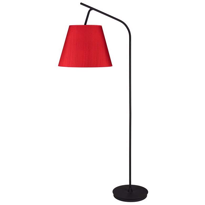 Image 1 Lights Up! Walker Red Dupioni Silk Shade Floor Lamp