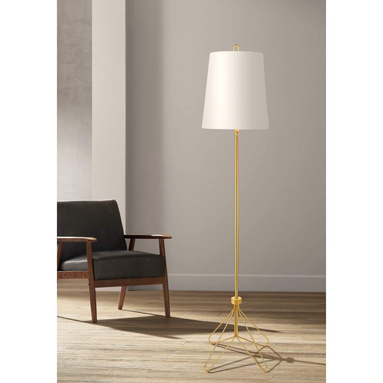 Image 1 Lights Up! White Linen Shade Modern Floor Lamp