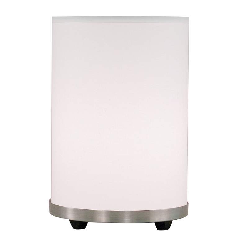 Image 1 Lights Up! White Linen Small Meridian Accent Table Lamp