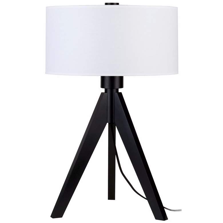 Image 1 Lights Up! Woody 28 inch High White Linen Shade Table Lamp