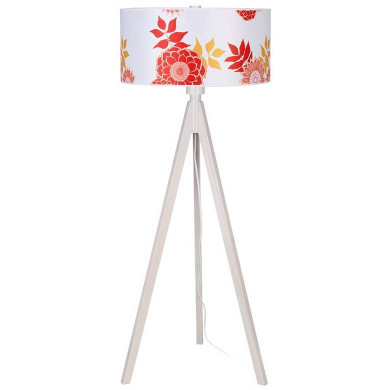Image 1 Lights Up! Woody Pickled Anna Red Shade Floor Lamp