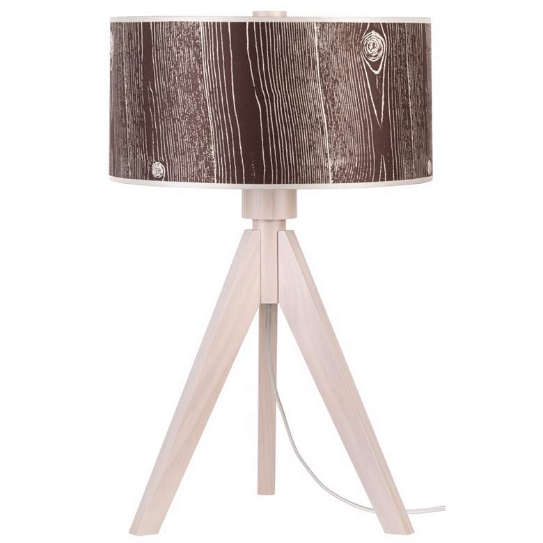 Image 1 Lights Up! Woody Pickled Dark Faux Bois Shade Table Lamp