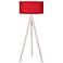 Lights Up! Woody Pickled Red Dupioni Silk Shade Floor Lamp