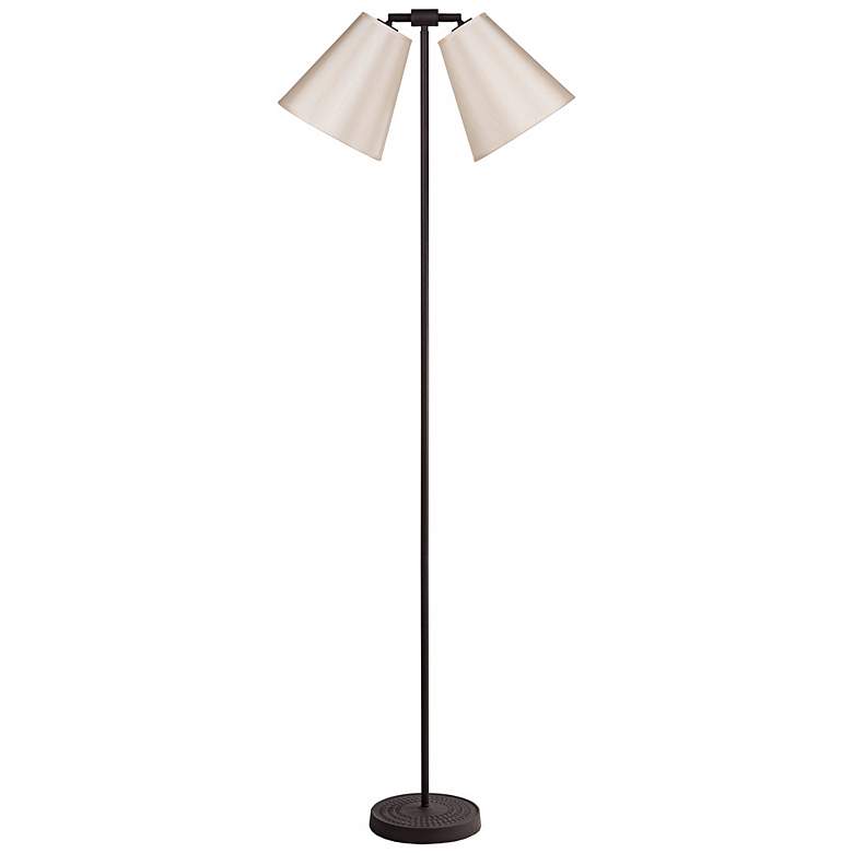 Image 1 Lights Up! Zoe 60 inch High Croissant Twin Shade Floor Lamp