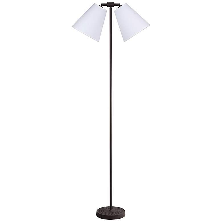 Image 1 Lights Up! Zoe 60 inch High Linen Twin Shade Floor Lamp