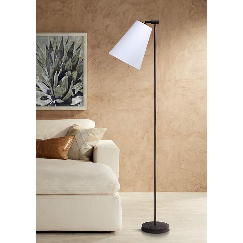 Image 1 Lights Up! Zoe White Linen Antique Iron Floor Lamp