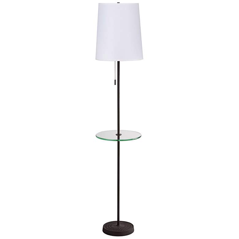 Image 1 Lights Up! Zoe White Linen Floor Lamp with Tray