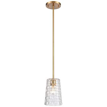 Lightweave 5.5" Wide 1-Light Mini Pendant - Satin Brass