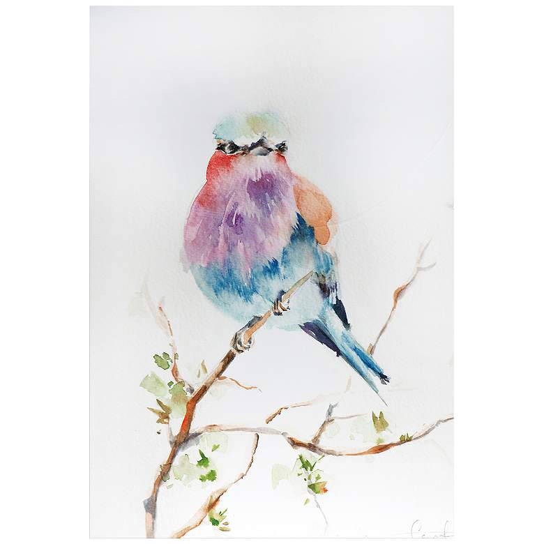 Image 1 Lilac Bird 32 inch Wide Colorful Watercolor Metal Wall Art