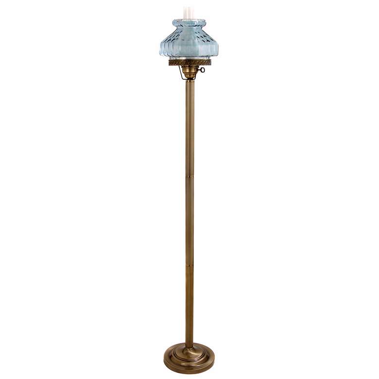 Image 1 Lilac Blue Octagon Glass Hurricane Floor Lamp