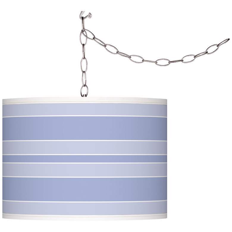 Image 1 Lilac Bold Stripe Giclee Glow Plug-In Swag Pendant