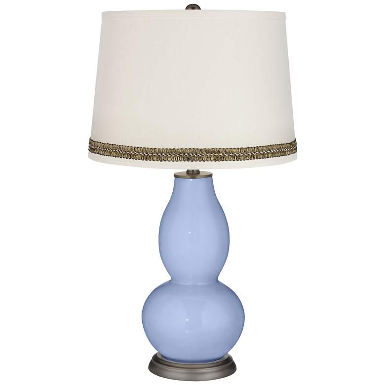 Image 1 Lilac Double Gourd Table Lamp with Wave Braid Trim