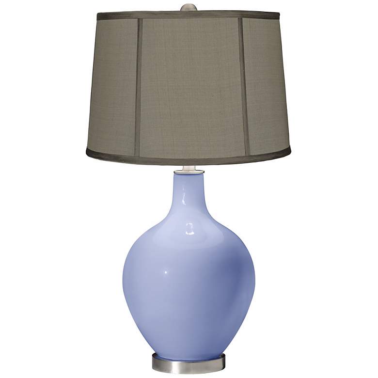 Image 1 Lilac Gray Dupioni Silk Shade Ovo Table Lamp
