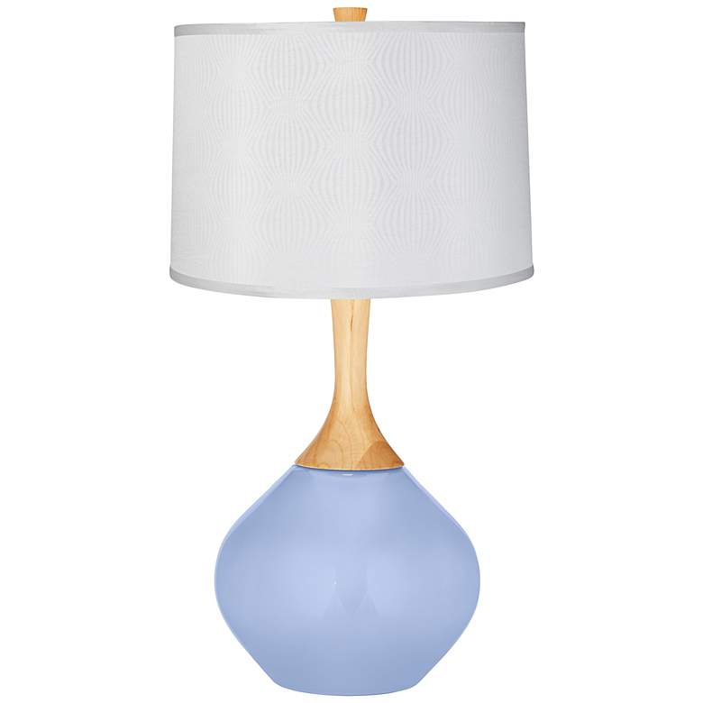 Image 1 Lilac Patterned White Shade Wexler Table Lamp