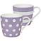 Lilac Purple Dots and Stripes 2-Piece Porcelain Mug Set