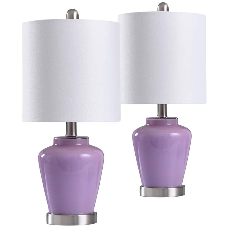 Image 1 Lilac Purple Glass 18 1/2 inch High Accent Table Lamps Set of 2