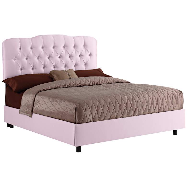 Image 1 Lilac Shantung Tufted Bed (Queen)