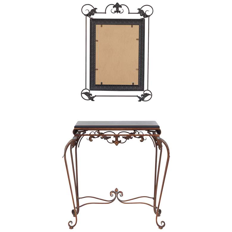 Image 6 Lilah Distressed Bronze 2-Piece Console Table and Mirror Set more views