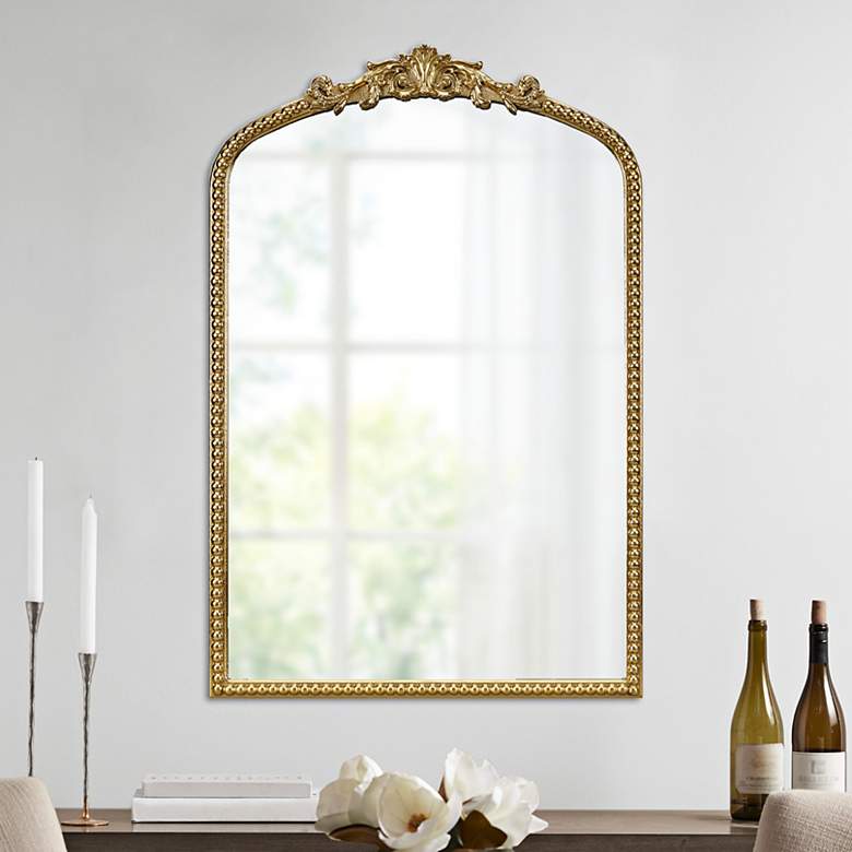 Image 1 Lilbeth Gold 26" x 39" Beaded Arch Wall Mirror