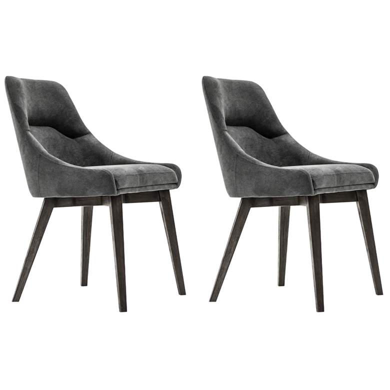 Image 1 Lileth Set of 2 Dining Chairs in River Upholstery, and Wooden Legs