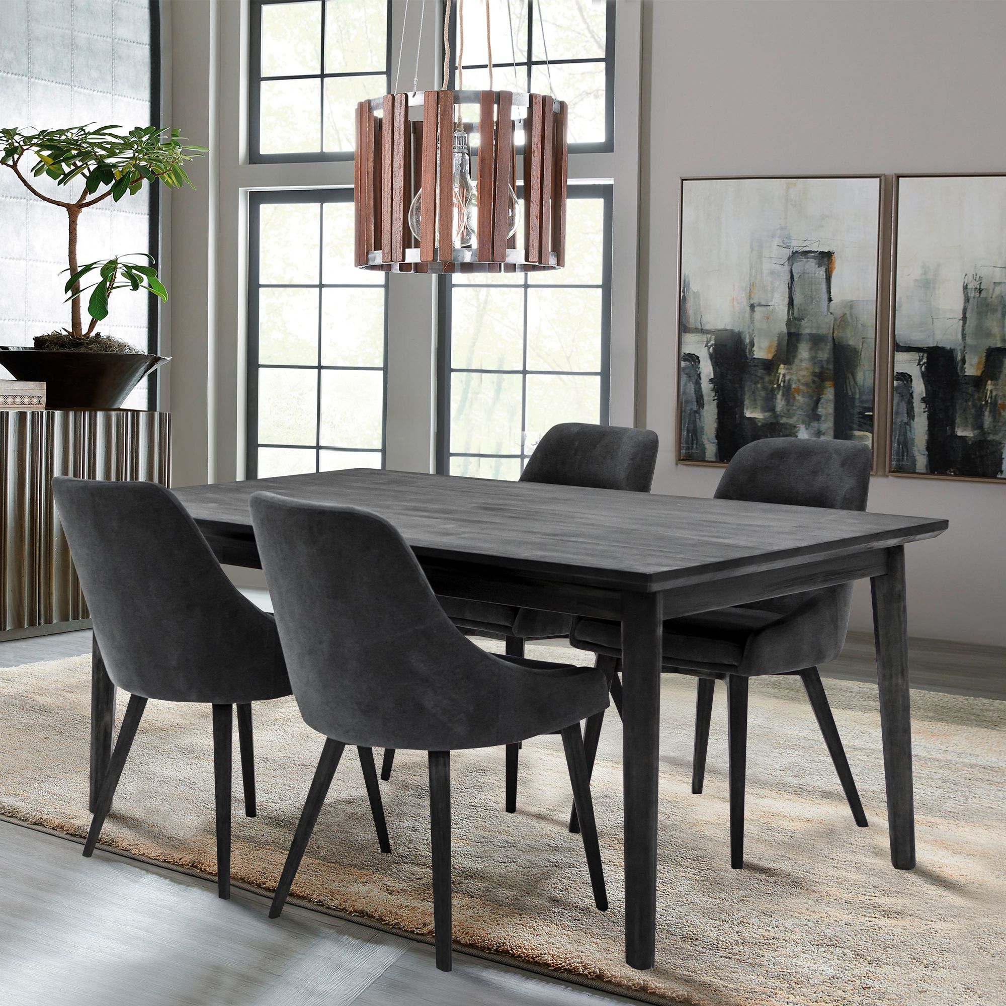 Lileth Set of 2 Dining Chairs in River Upholstery, and Wooden Legs