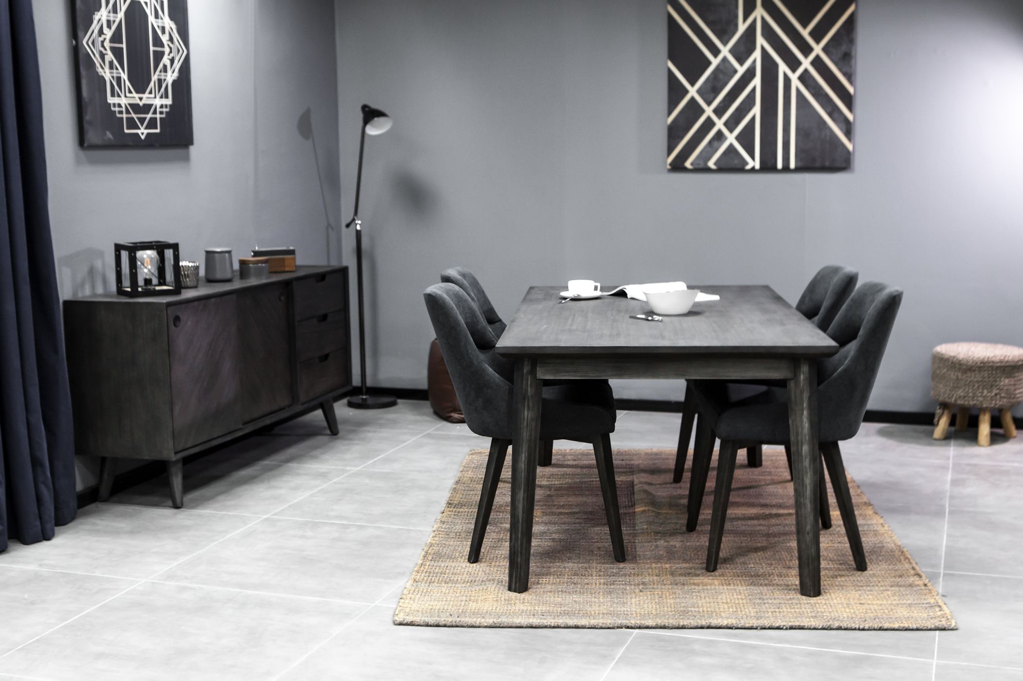 Lileth Set of 2 Dining Chairs in River Upholstery, and Wooden Legs