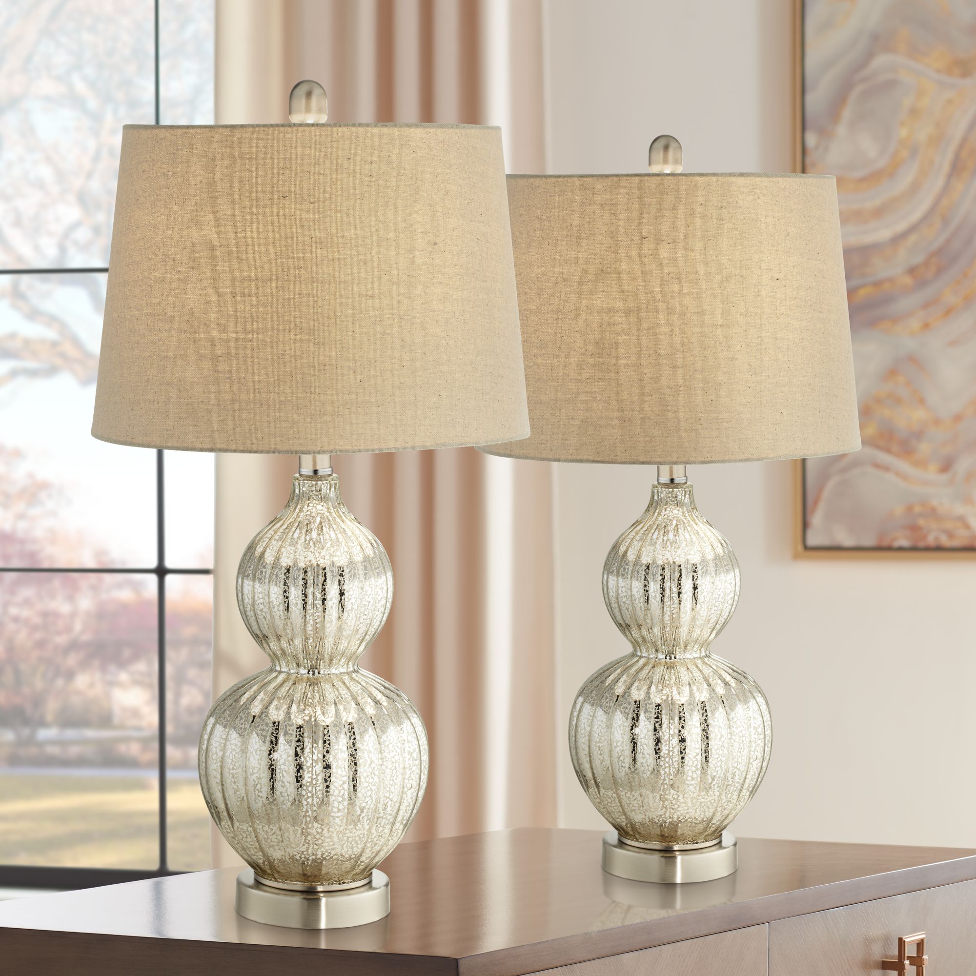 mercury glass table lamp set