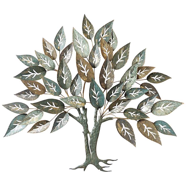 Image 1 Lilian Earthy Leaflets 47" Wide Metal Wall Art