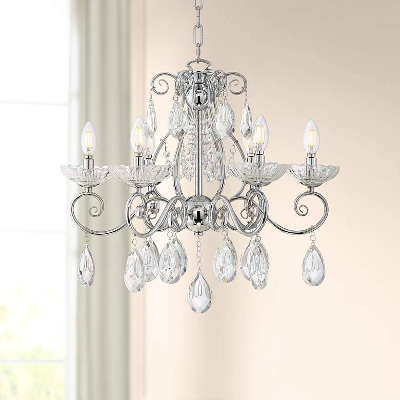 Image 1 Liliana 23 1/2" Wide Chrome and Crystal 6-Light Chandelier
