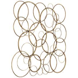 Image5 of Liliana 32" Wide Distressed Gold Circle Wall Plaque more views
