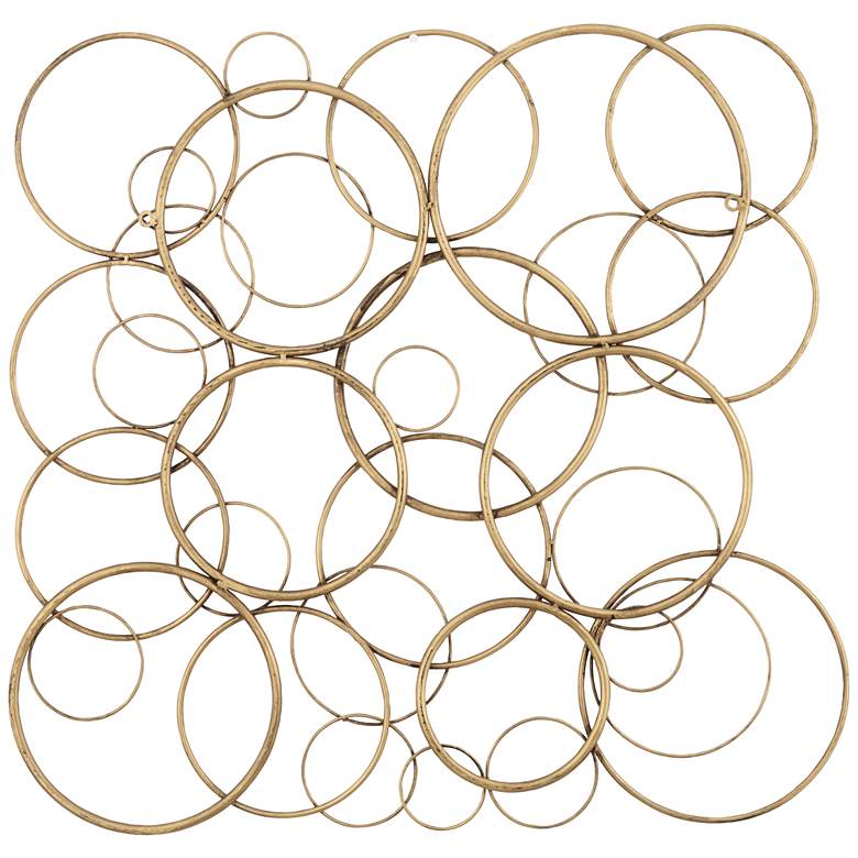 Image 6 Liliana 32 inch Wide Distressed Gold Circle Wall Plaque more views