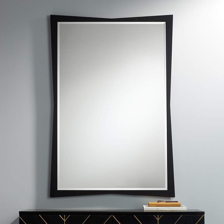 Image 1 Liliana Black 30 3/4 inch x 45 inch Geometric Wall Mirror