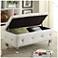 Liliana White Bonded Leather Crystal Tufted Storage Bench