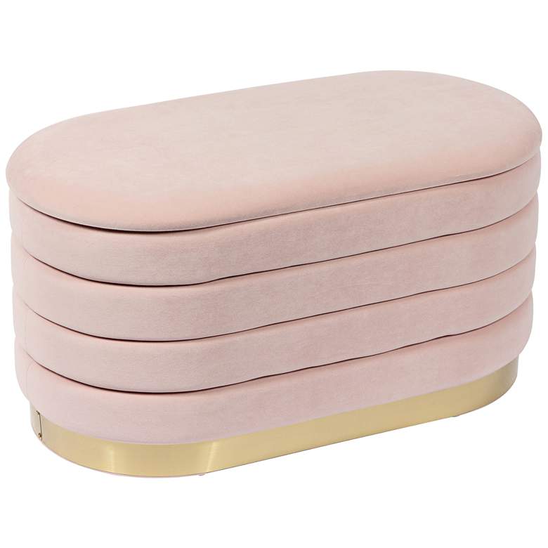 Image 1 Lillian 31 1/2" Wide Blush Channel-Tufted Storage Bench