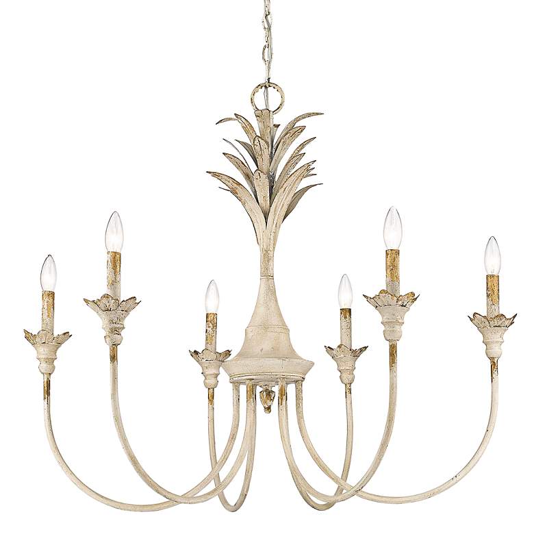 Image 2 Lillianne 33 3/4"W Antique Ivory 6-Light Candle Chandelier