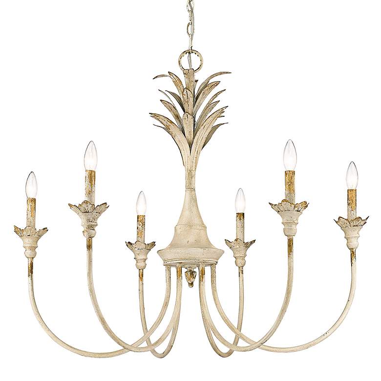 Image 6 Lillianne 33 3/4"W Antique Ivory 6-Light Candle Chandelier more views