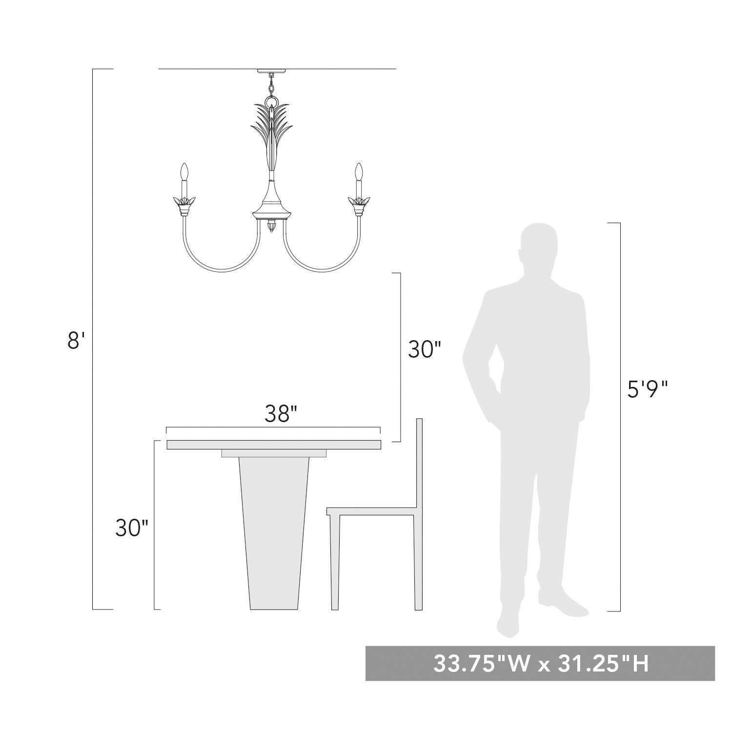 Lillianne 33 3/4"W Antique Ivory 6-Light Candle Chandelier